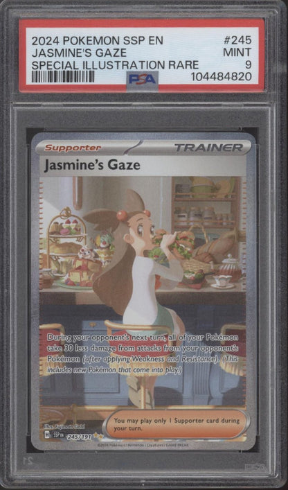 Jasmine's Gaze Pokemon Surging Sparks Special Illustration Rare #245 PSA 9 - Collector Store LLC Jasmine's Gaze Pokemon Surging Sparks Special Illustration Rare #245 PSA 9 - Collector Store LLC