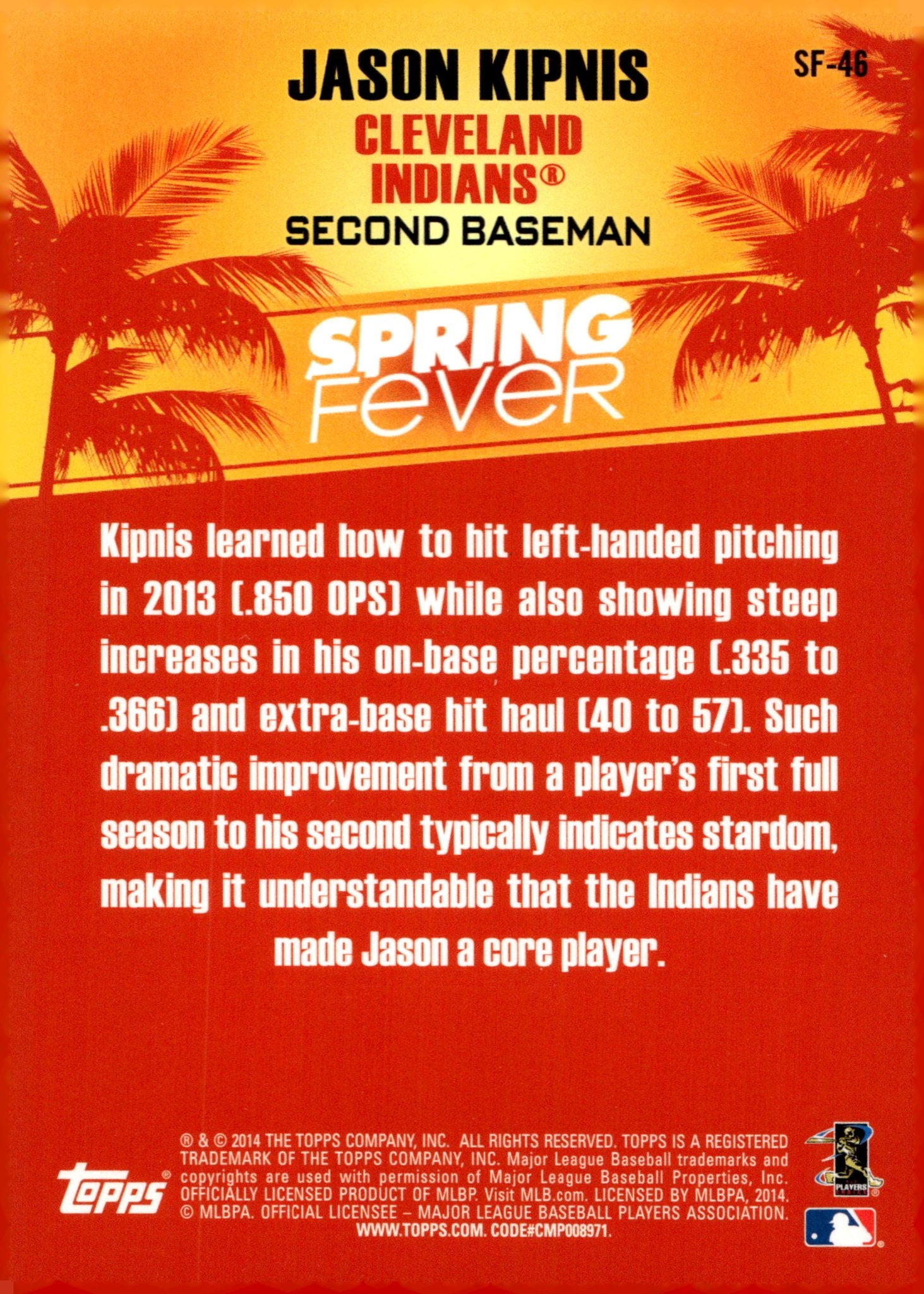 Jason Kipnis 2014 Topps Spring Fever SF - 46 - Collector Store LLC