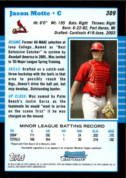 Jason Motte 2006 Bowman Chrome First Year 309 - Collector Store LLC
