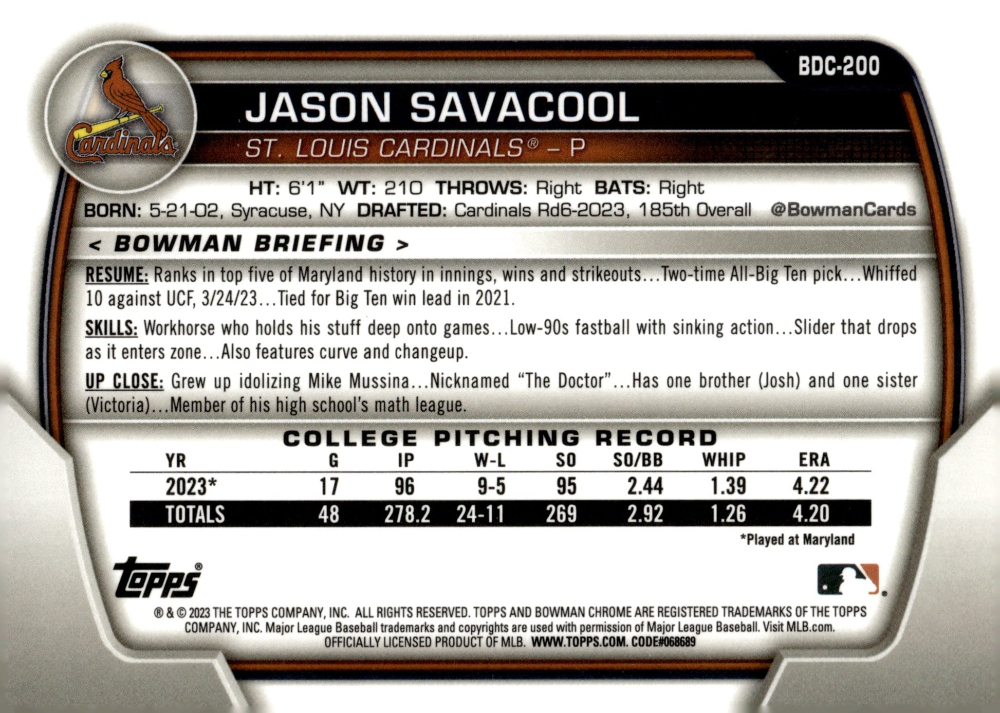 Jason Savacool 2023 Bowman Chrome Blue Ice Refractor #BDC - 200 - Collector Store LLC