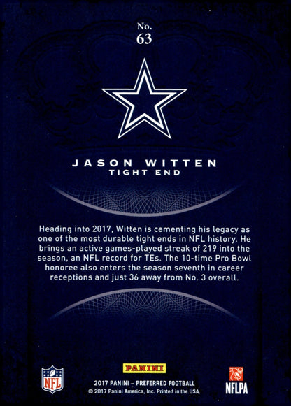Jason Witten 2017 Panini Preferred Crown Royale Purple 003/249 #63 - Collector Store LLC