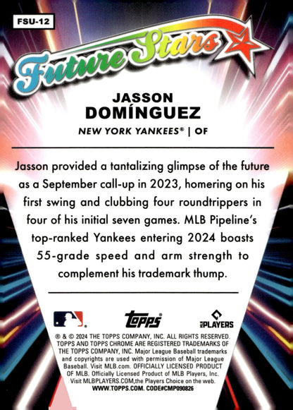 Jasson Dominguez 2024 Topps Chrome Future Stars Refractor RC #FSU - 12 - Collector Store LLC