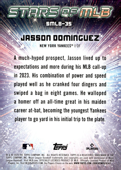 Jasson Dominguez 2024 Topps Series 2 Stars of MLB Foil RC #SMLB - 35 #1 - Collector Store LLC