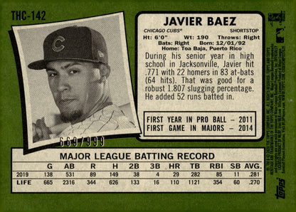 Javier Baez 2020 Topps Chrome Heritage Black 669/999 #THC - 142 - Collector Store LLC