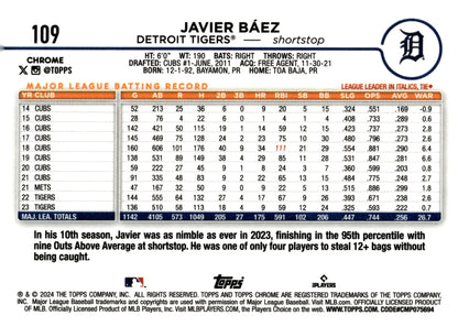 Javier Baez 2024 Topps Chrome Sepia Refractor 109 - Collector Store LLC
