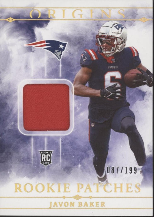 Javon Baker 2024 Panini Origins Rookie Patches Swatch RC 087/199 #RPT - JBA - Collector Store LLC