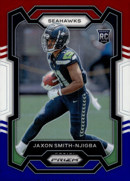 Jaxon Smith - Njigba 2023 Panini Prizm Red White & Blue Prizm RC #390 - Collector Store LLC