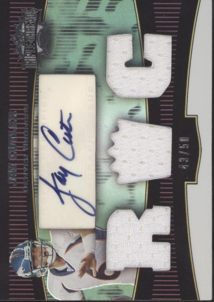 Jay Cutler 2006 Topps Triple Threads Emerald Swatch Auto 43/50 #108 - Collector Store LLC