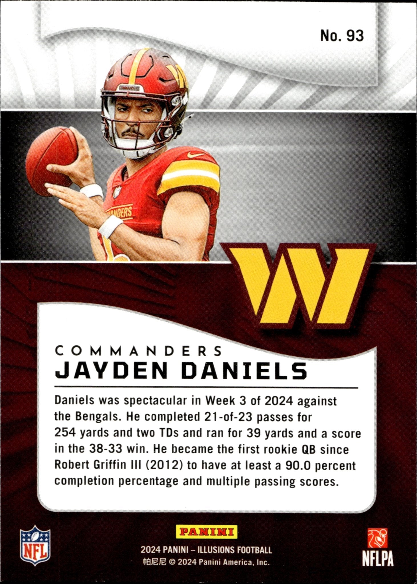 Jayden Daniels 2024 Panini Illusions Black Foil RC #93 - Collector Store LLC