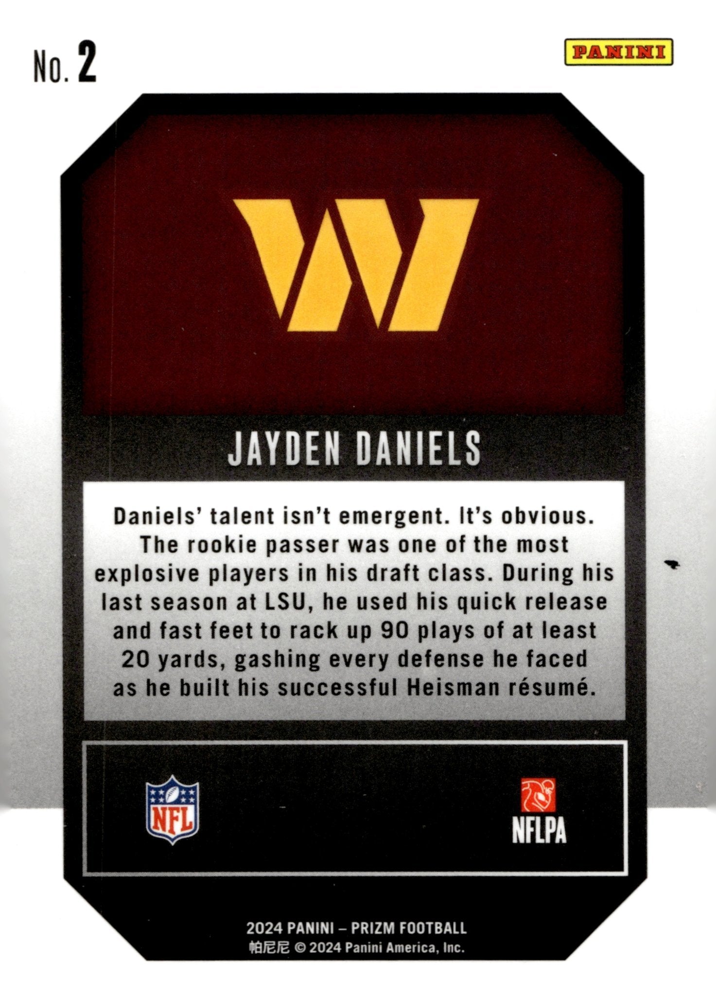 Jayden Daniels 2024 Panini Prizm Emergent RC #2 - Collector Store LLC