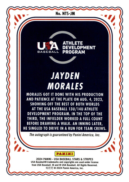 Jayden Morales 2024 Panini USA Baseball Stars & Stripes Auto #NTS - JM - Collector Store LLC