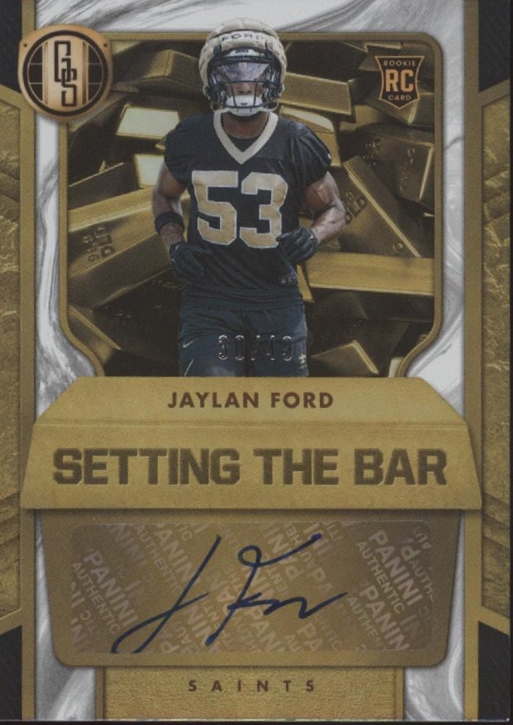 Jaylan Ford 2024 Panini Gold Standard Setting the Bar RC Auto 30/49 #STB - JFD - Collector Store LLC