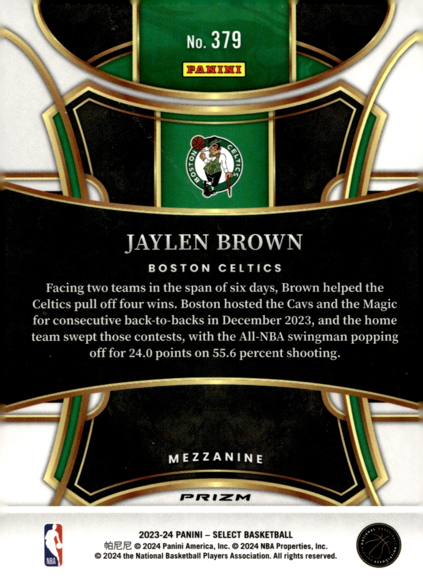 Jaylen Brown 2023 - 24 Panini Select Orange Ray Wave Prizm #379 - Collector Store LLC