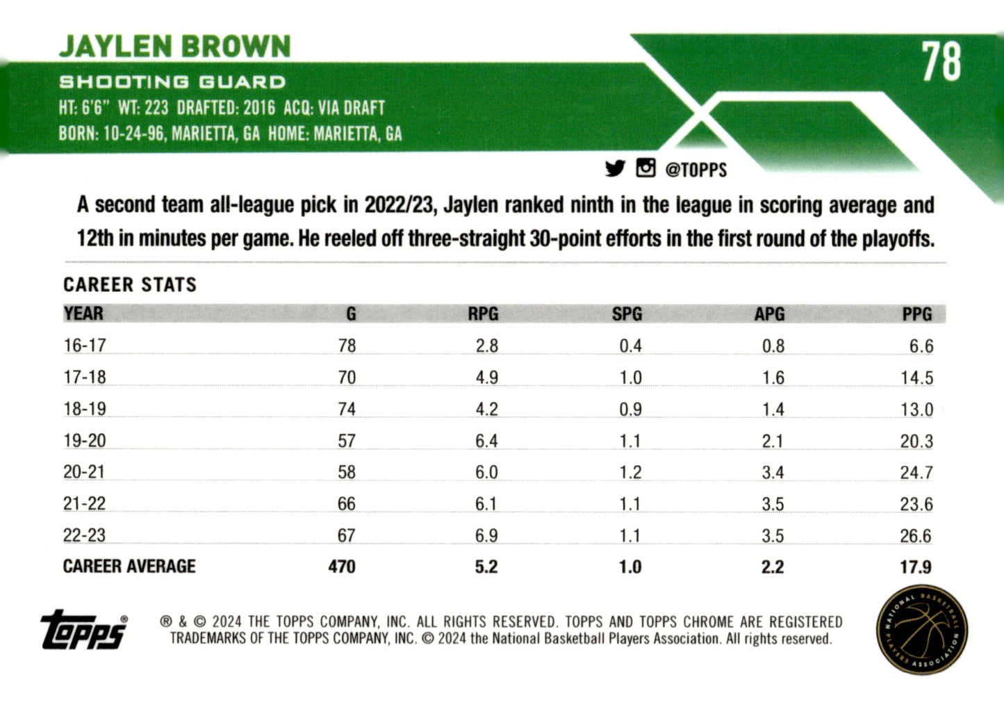Jaylen Brown 2024 Topps Chrome #78 - Collector Store LLC