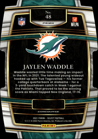 Jaylen Waddle 2021 Panini Select Die - Cut Red White & Blue Prizm RC #48 - Collector Store LLC