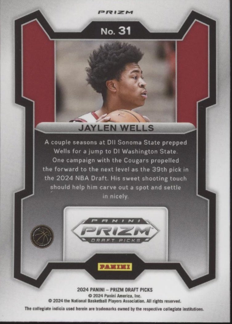 Jaylen Wells 2024 Panini Prizm Draft Picks Snakeskin Prizm RC #31 - Collector Store LLC