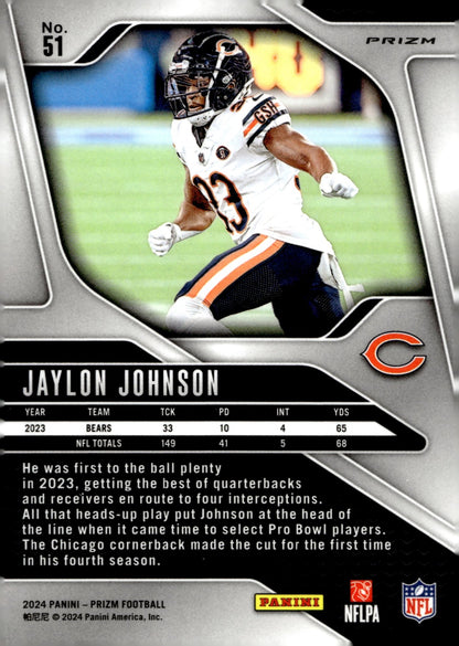 Jaylon Johnson 2024 Panini Prizm Orange Lazer Prizm #51 - Collector Store LLC