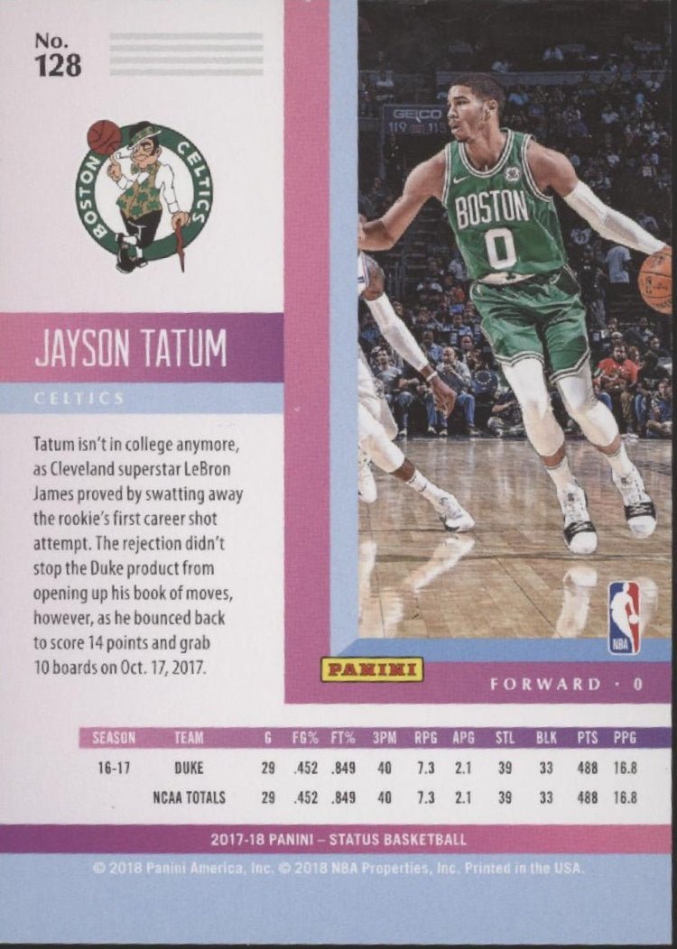 Jayson Tatum 2017 - 18 Panini Status RC #128 #4 - Collector Store LLC