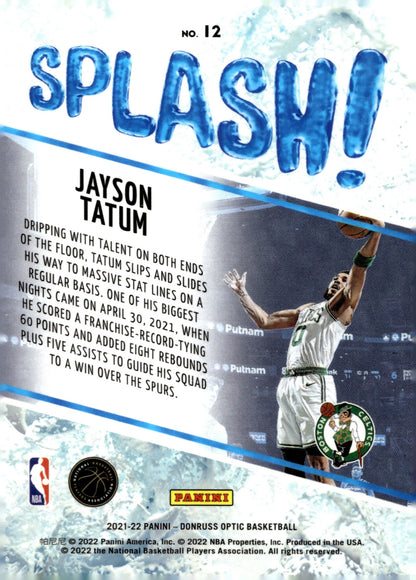 Jayson Tatum 2021 - 22 Panini Donruss Optic Splash! #12 - Collector Store LLC