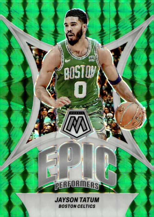 Jayson Tatum 2023 - 24 Panini Mosaic Epic Performers Green Prizm #3 - Collector Store LLC