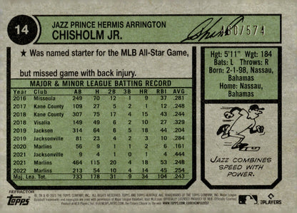 Jazz Chisholm Jr. 2023 Topps Chrome Heritage Refractor 460/574 #14 - Collector Store LLC