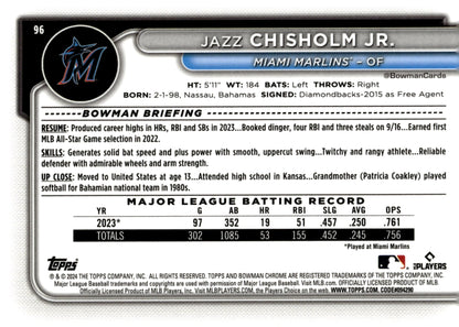Jazz Chisholm Jr. 2024 Bowman Chrome Mojo Refractor #96 - Collector Store LLC