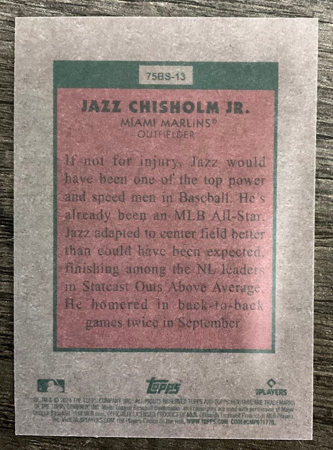 Jazz Chisolm Jr. 2024 Topps Heritage 70BS - 13 - Collector Store LLC