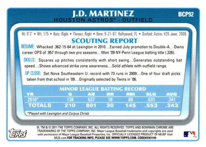 JD Martinez 2011 Bowman Chrome BCP92 3 - Collector Store LLC