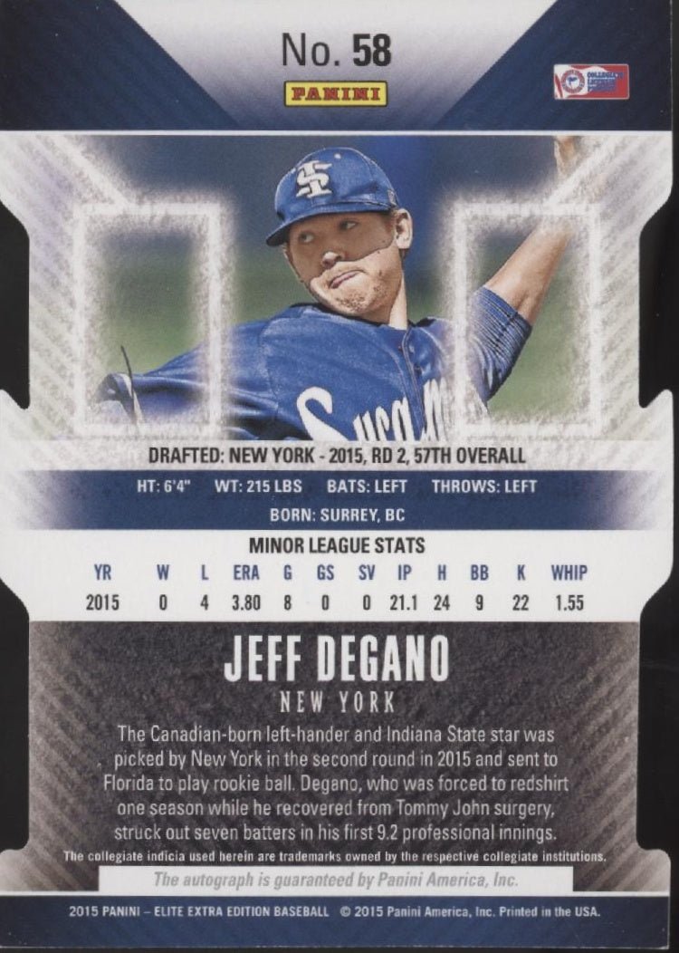 Jeff Degano 2015 Panini Elite Extra Edition Aspirations Die - Cut Auto 069/100 58 - Collector Store LLC