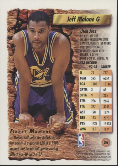 Jeff Malone 1993 - 94 Topps Finest #36 - Collector Store LLC