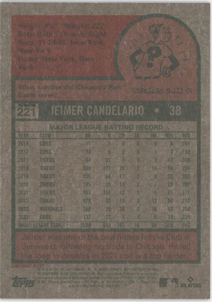 Jeimer Candelario 2024 Topps Chrome Heritage Blue Refractor 425/575 #221 - Collector Store LLC