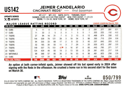 Jeimer Candelario 2024 Topps Update Series Purple Foilboard 050/799 US142 - Collector Store LLC