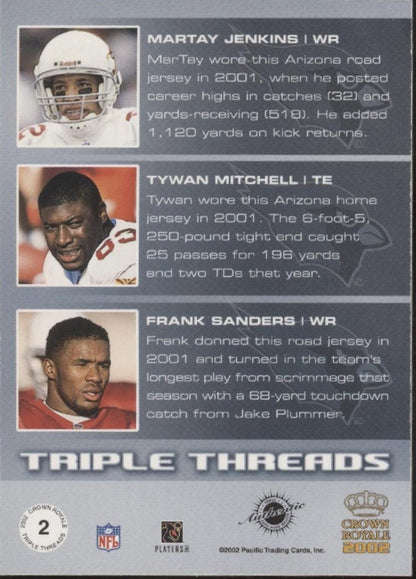 Jenkins / Mitchell / Sanders 2002 Pacific Crown Royale Triple Threads Swatch #2 - Collector Store LLC