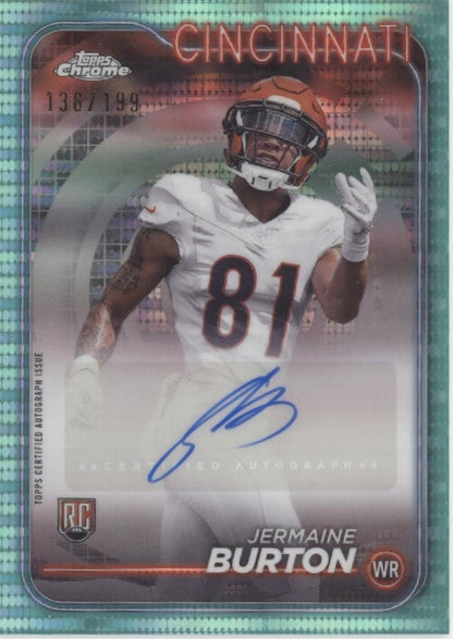 Jermaine Burton 2024 Topps Chrome Variation Aqua Sonar Refractor RC Auto 136/199 - Collector Store LLC