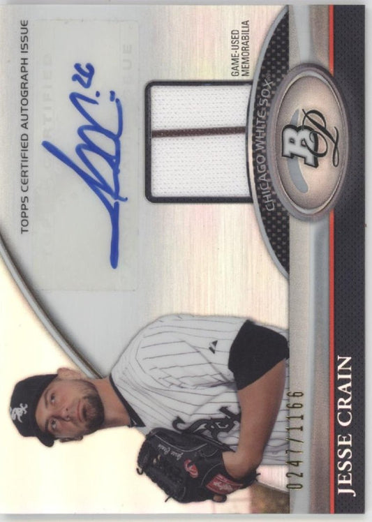 Jesse Crain 2011 Bowman Platinum Refractor Swatch Auto 0247/1166 #BAR - JC - Collector Store LLC