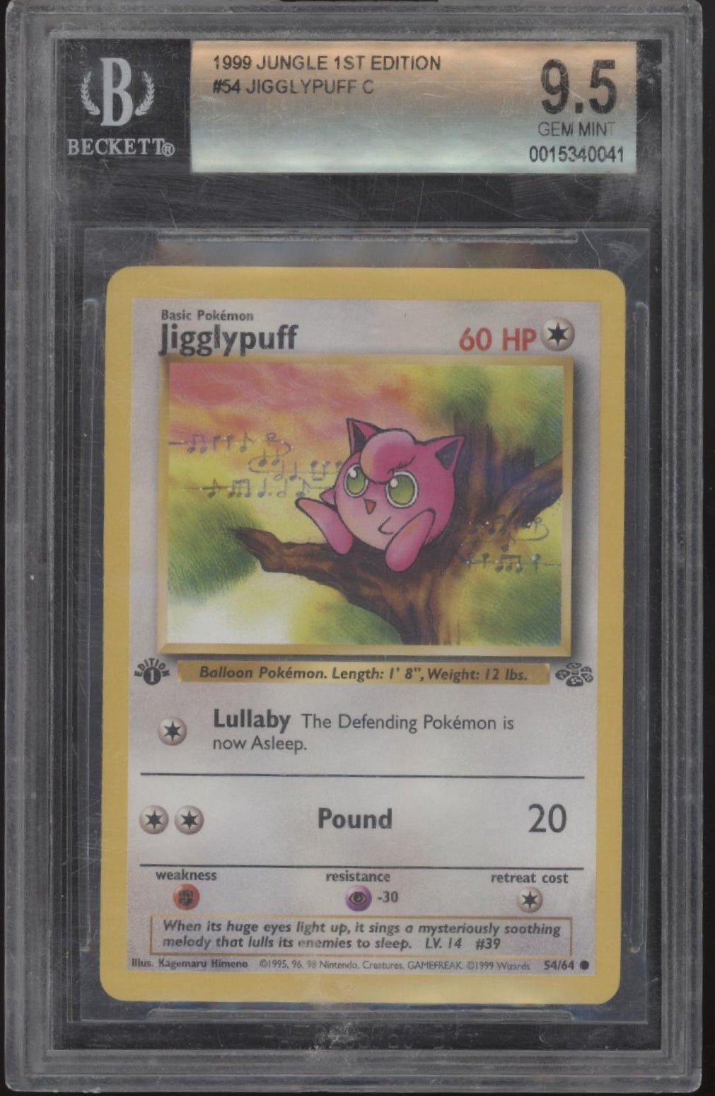 Jigglypuff Pokemon Jungle 1st Edition #54 Beckett 9.5 - Collector Store LLC