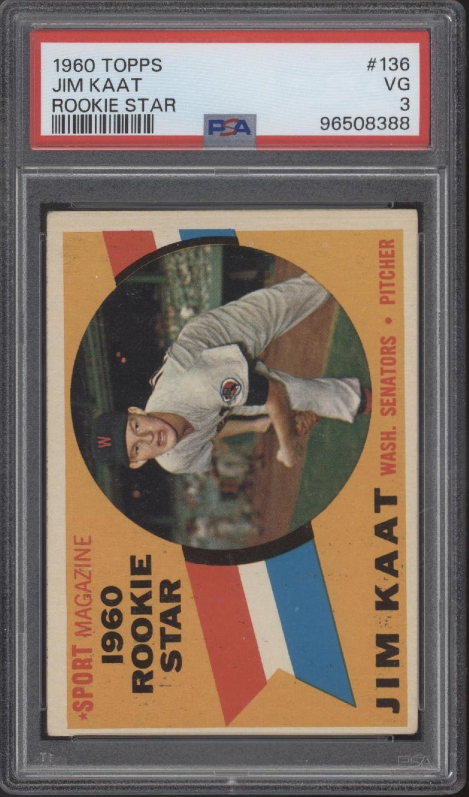 Jim Kaat 1960 Topps Rookie Star 136 PSA 3 - Collector Store LLC