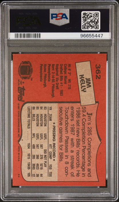 Jim Kelly 1987 Topps RC #362 PSA 8 - Collector Store LLC