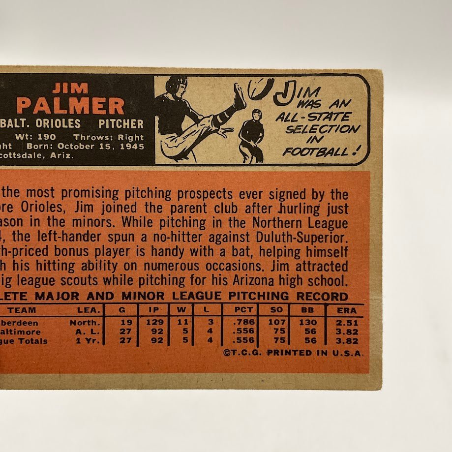 Jim Palmer 1966 Topps RC #126 Baltimore Orioles GD - Collector Store LLC