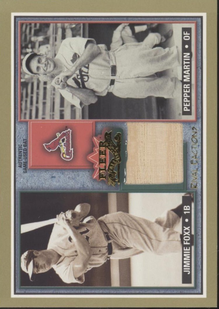 Jimme Foxx / Papper Martin 2002 Fleer Fall Classic Rival Factions Relic #RFJF - PM - Collector Store LLC