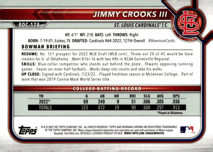 Jimmy Crooks III 2022 Bowman Chrome Prospects BDC - 178 - Collector Store LLC