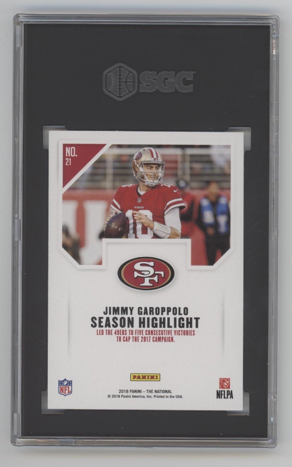 Jimmy Garoppolo 2018 Panini The National Pyramids 10/10 #21 SGC 10 - Collector Store LLC