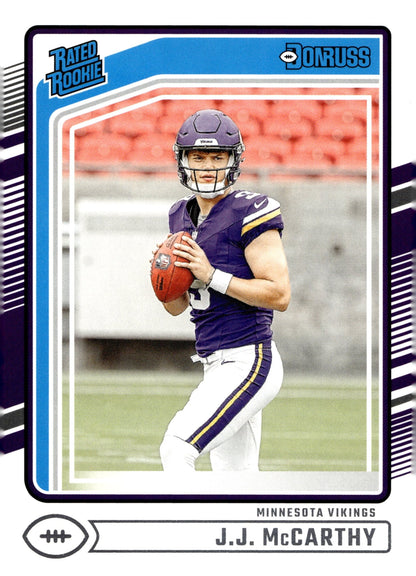 JJ McCarthy 2024 Panini Donruss Rated Rookie RC 303 - Collector Store LLC