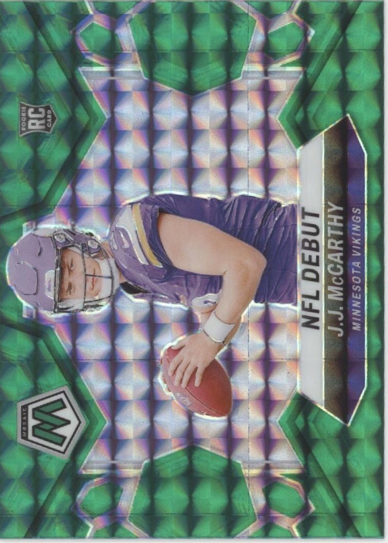 JJ McCarthy 2024 Panini Mosaic NFL Debut Green Prizm RC #275 - Collector Store LLC