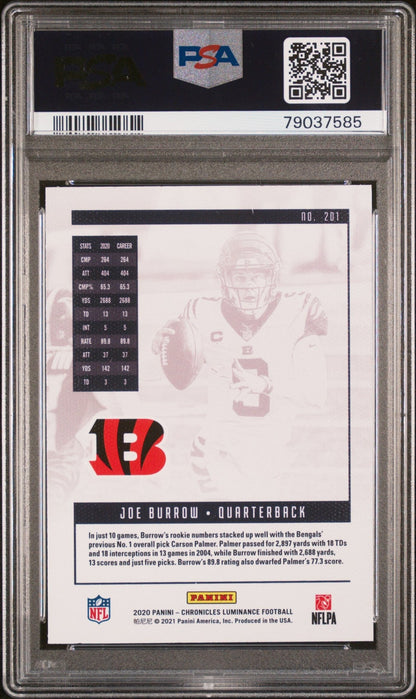 Joe Burrow 2020 Panini Chronicles Luminance RC #201 PSA 9 - Collector Store LLC