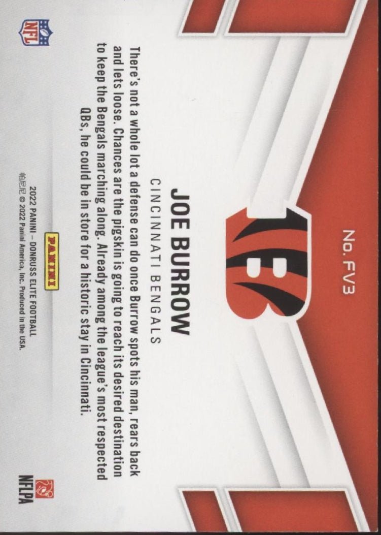 Joe Burrow 2022 Panini Donruss Elite Field Vision Green #FV3 - Collector Store LLC
