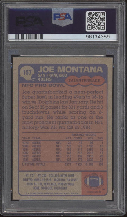 Joe Montana 1985 Topps #157 PSA 8 - Collector Store LLC