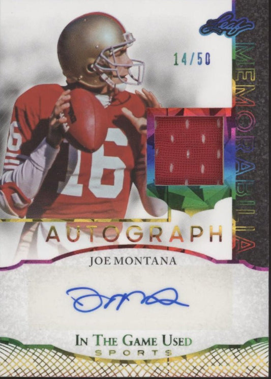 Joe Montana 2024 Leaf In the Game Used Sports Swatch Auto 14/50 #IGA - JM2 - Collector Store LLC