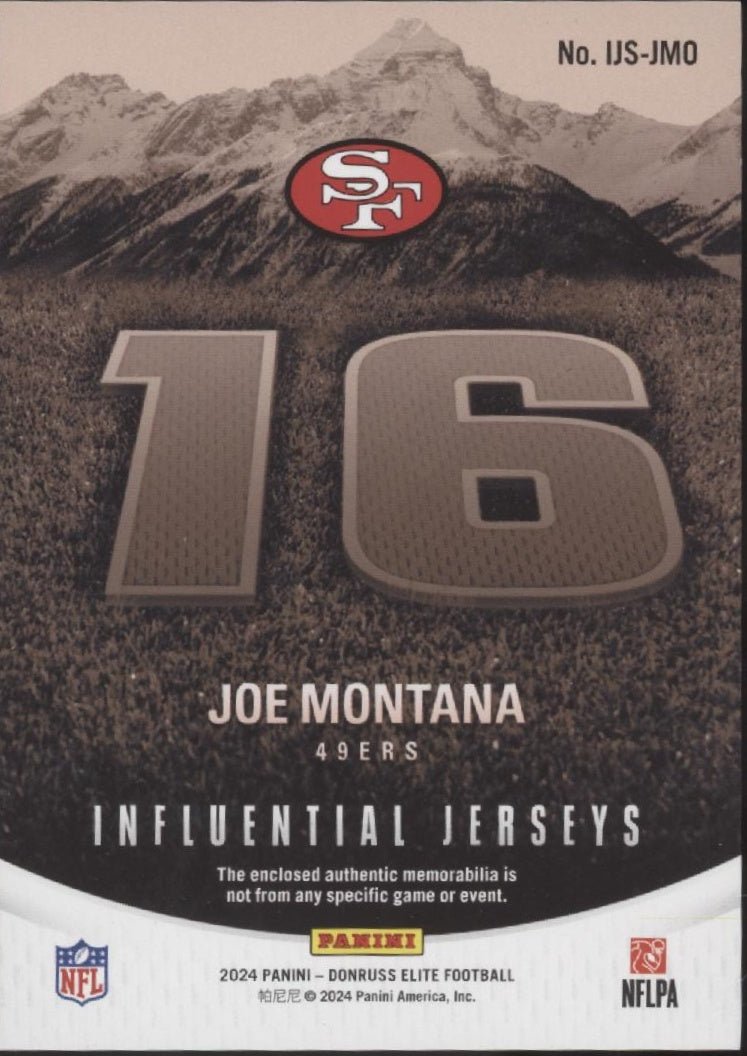 Joe Montana 2024 Panini Donruss Elite Influential Jerseys Swatch 26/99 #IJS - JMO - Collector Store LLC