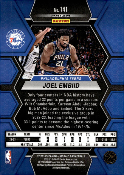 Joel Embiid 2022 - 23 Panini Mosaic Yellow Prizm #141 - Collector Store LLC